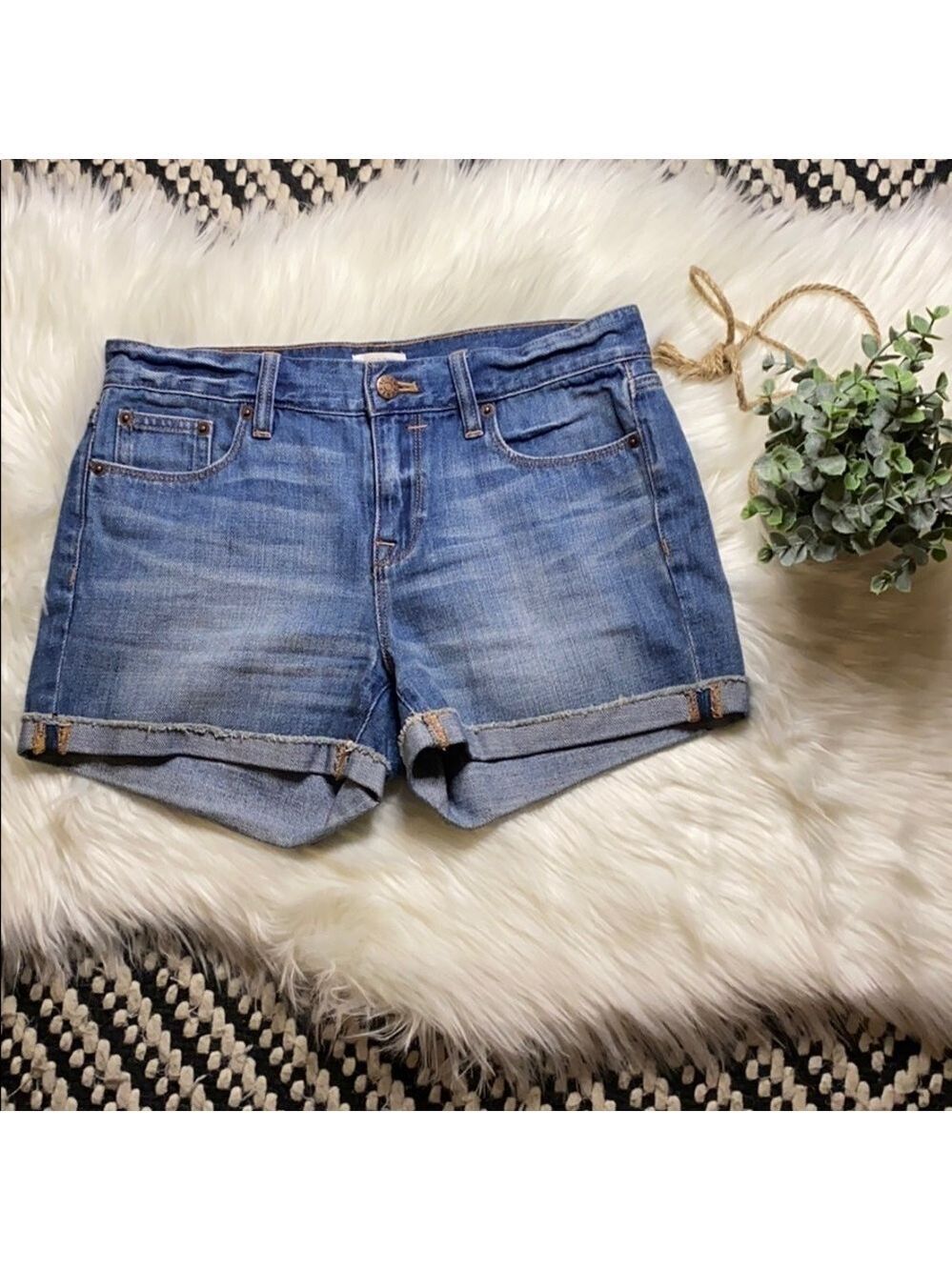 J. Crew denim frayed hem cuffed shorts